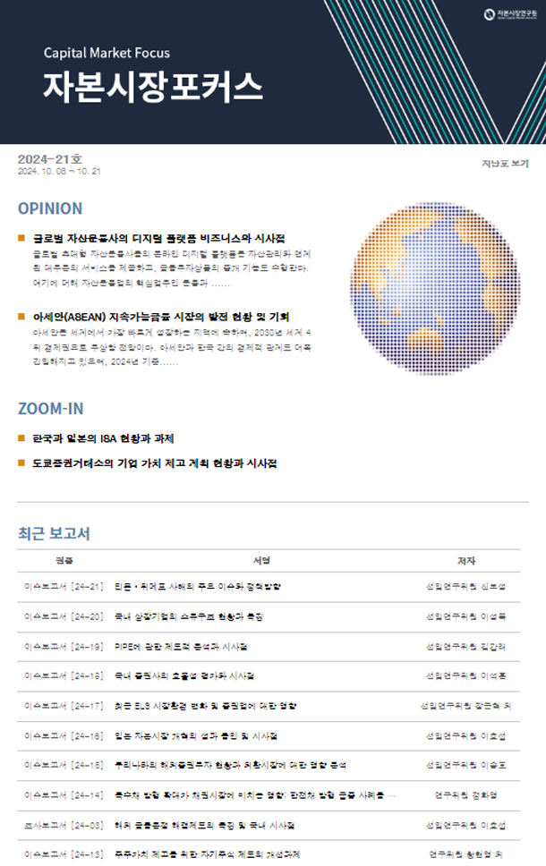 아세안(ASEAN) 지속가능금융 시장의 발전 현황 및 기회